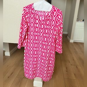 Jude Connally Pink and White Patterned Dress